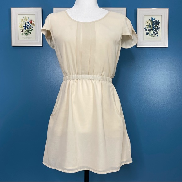 Pins & Needles Cream Tulip Sleeve Mini Dress S - Picture 3 of 13